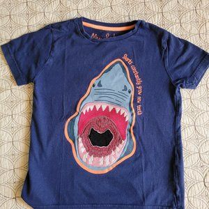 Boy's Mini Boden Tees Sharks Theme, One with Applique Sz 6-7Y